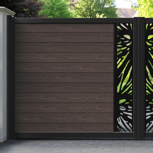 Classic Poppy Straight Top Driveway Gate - Mid Brown - Middle Screen