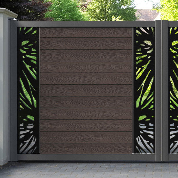 Classic Poppy Straight Top Driveway Gate - Mid Brown - Middle & End Screen