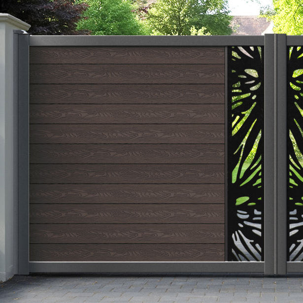 Classic Poppy Straight Top Driveway Gate - Mid Brown - Middle Screen
