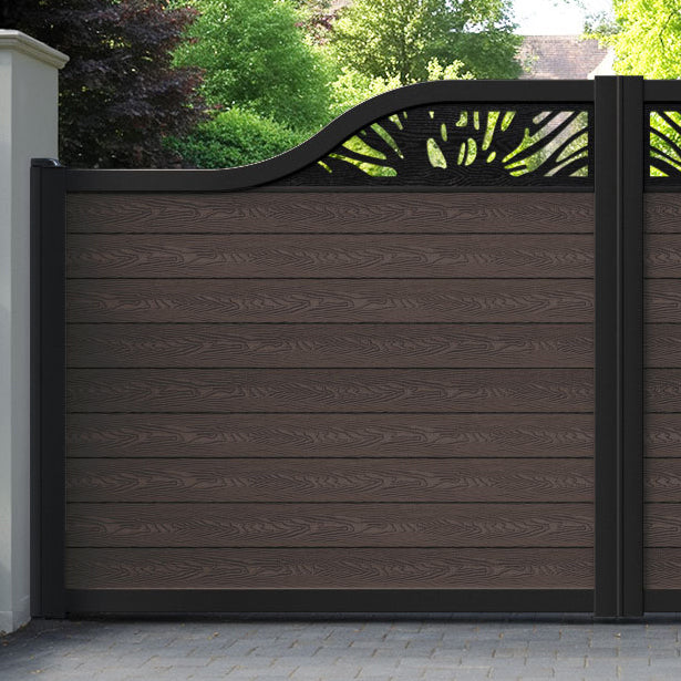 Classic Poppy Curved Top Driveway Gate - Mid Brown - Top Screen