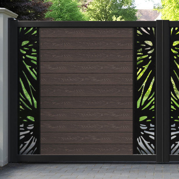 Classic Poppy Straight Top Driveway Gate - Mid Brown - Middle & End Screen