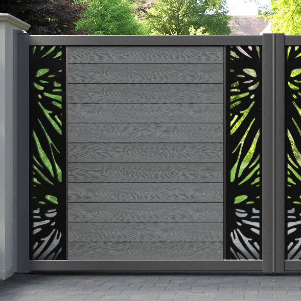 Classic Poppy Straight Top Driveway Gate - Mid Grey - Middle & End Screen