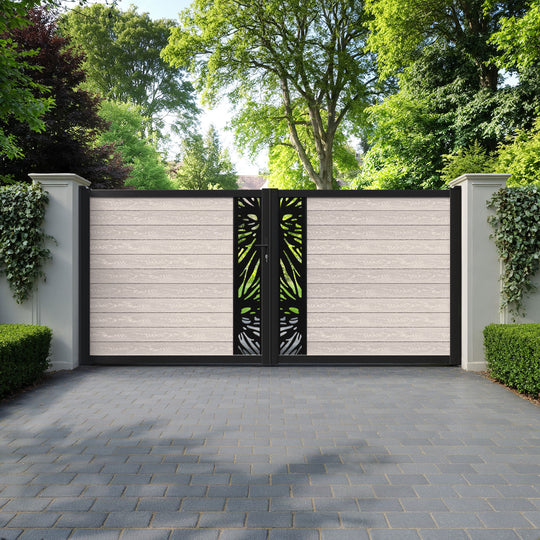 Classic Poppy Straight Top Driveway Gate - Mid Stone - Middle Screen