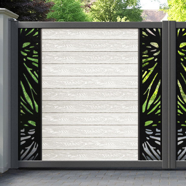Classic Poppy Straight Top Driveway Gate - Light Stone - Middle & End Screen