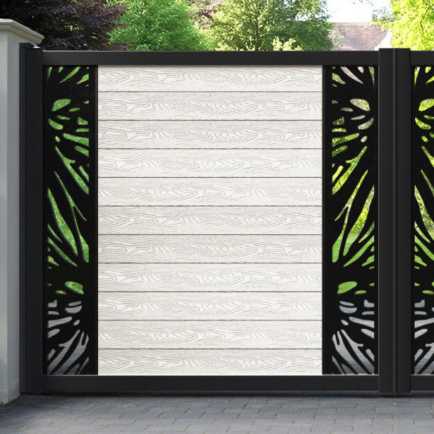 Classic Poppy Straight Top Driveway Gate - Light Stone - Middle & End Screen