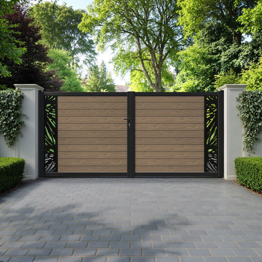 Classic Poppy Straight Top Driveway Gate - Teak - End Screen