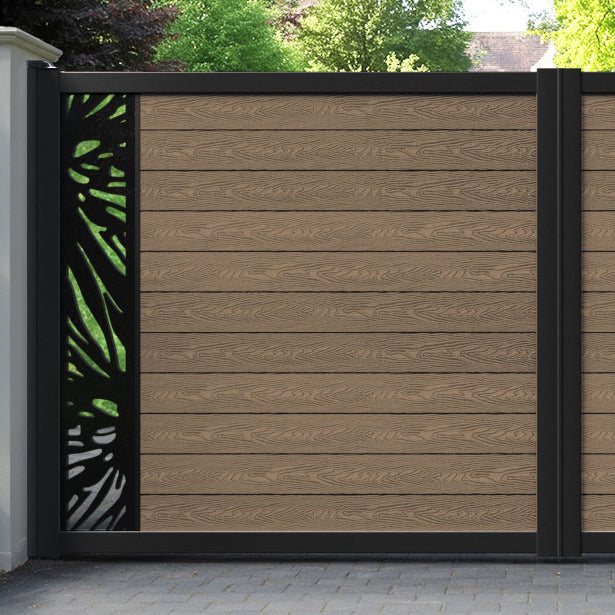 Classic Poppy Straight Top Driveway Gate - Teak - End Screen