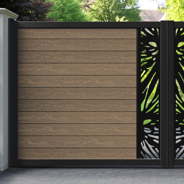 Classic Poppy Straight Top Driveway Gate - Teak - Middle Screen