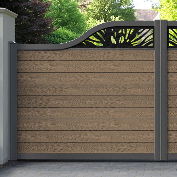 Classic Poppy Curved Top Driveway Gate - Teak - Top Screen