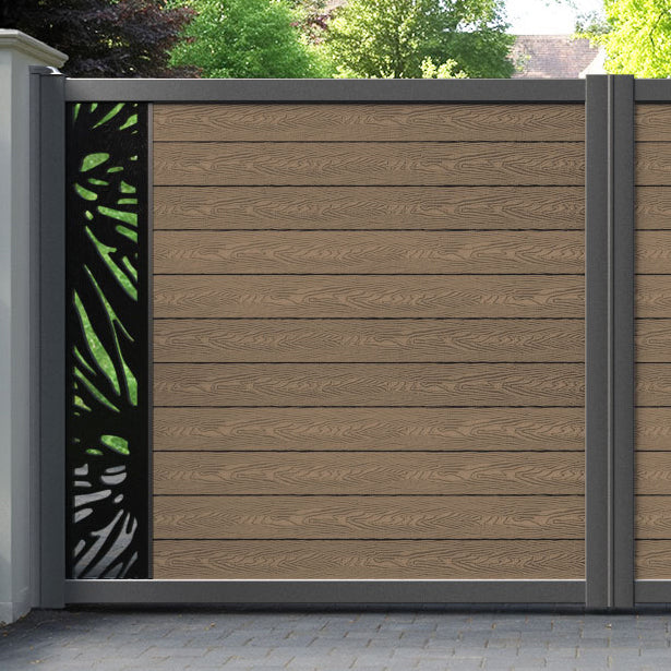 Classic Poppy Straight Top Driveway Gate - Teak - End Screen