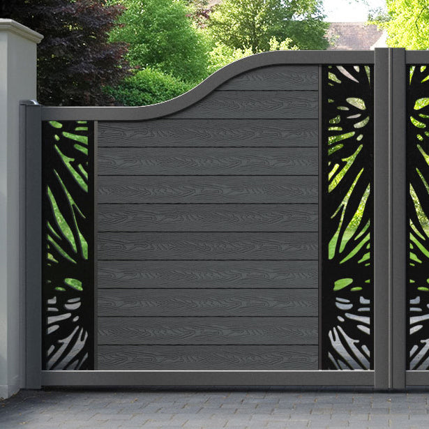 Classic Poppy Curved Top Driveway Gate - Dark Grey - Middle & End Screen