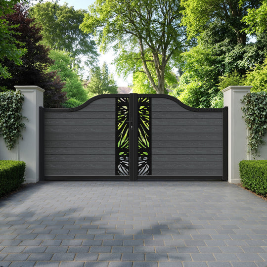 Classic Poppy Curved Top Driveway Gate - Dark Grey - Middle Screen