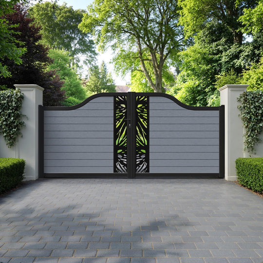 Fusion Poppy Curved Top Driveway Gate - Anthracite - Middle Screen