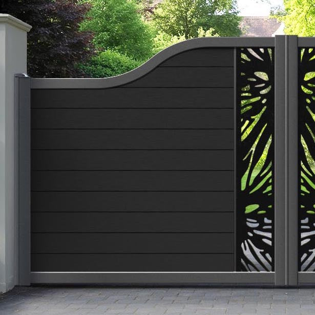 Fusion Poppy Curved Top Driveway Gate - Black - Middle Screen