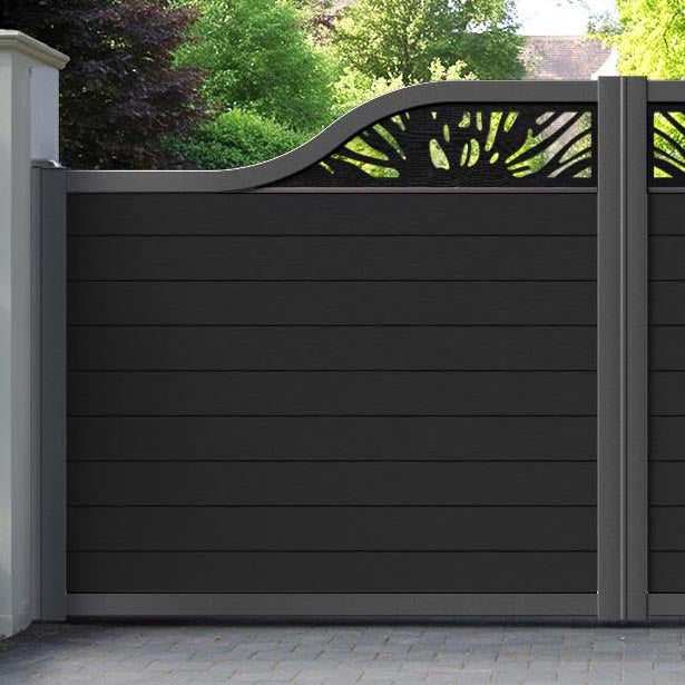 Fusion Poppy Curved Top Driveway Gate - Black - Top Screen