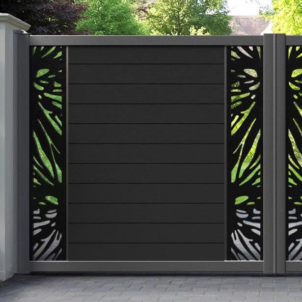 Fusion Poppy Straight Top Driveway Gate - Black - Middle & End Screen