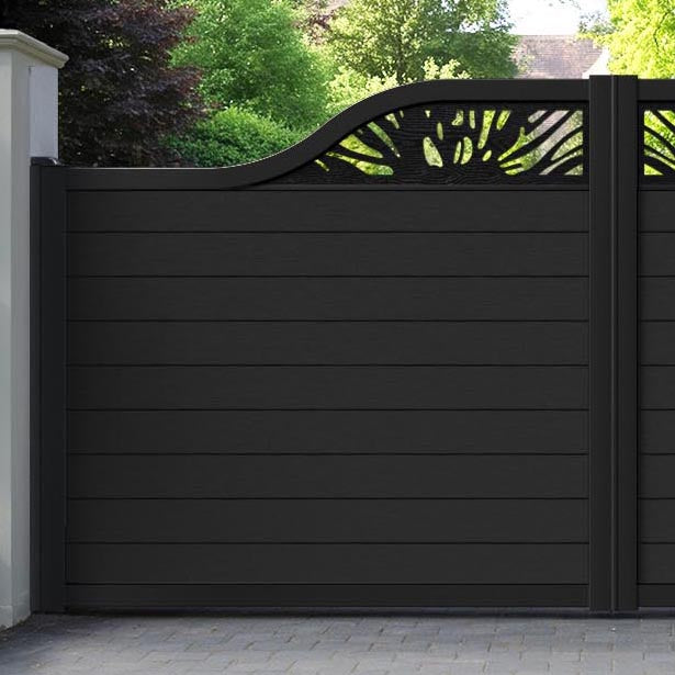 Fusion Poppy Curved Top Driveway Gate - Black - Top Screen