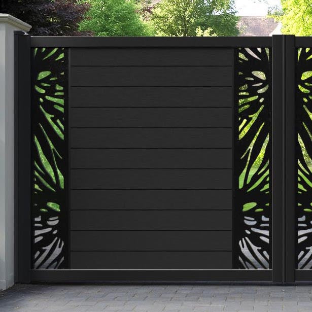 Fusion Poppy Straight Top Driveway Gate - Black - Middle & End Screen