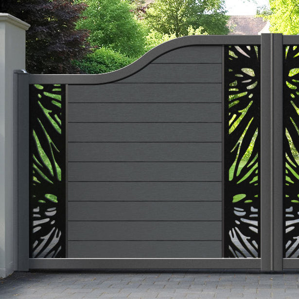 Fusion Poppy Curved Top Driveway Gate - Dark Grey - Middle & End Screen