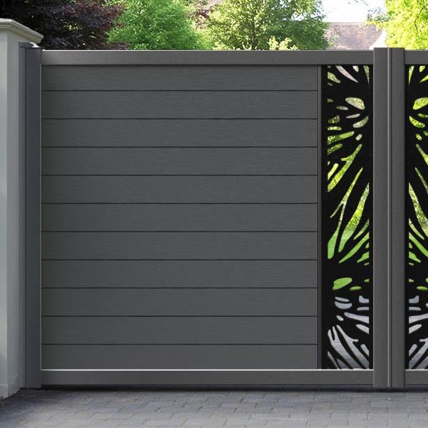 Fusion Poppy Straight Top Driveway Gate - Dark Grey - Middle Screen