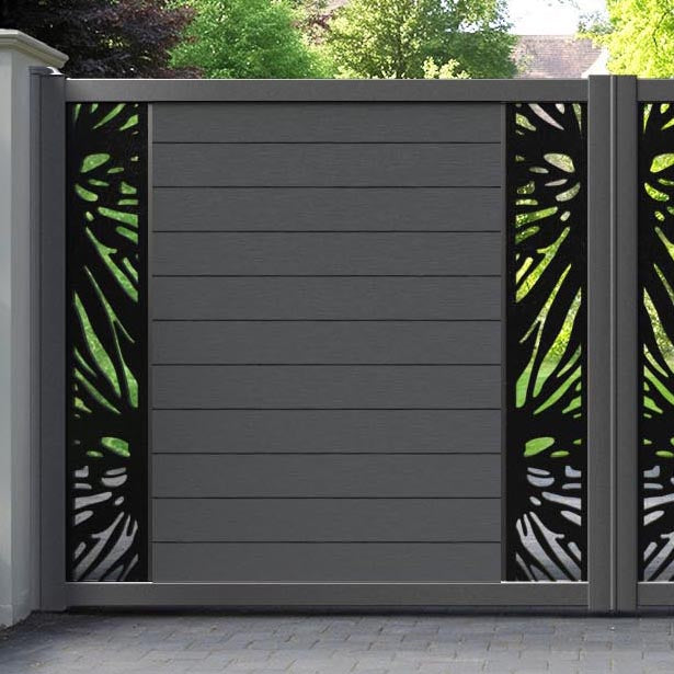 Fusion Poppy Straight Top Driveway Gate - Dark Grey - Middle & End Screen
