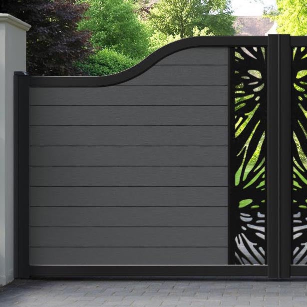 Fusion Poppy Curved Top Driveway Gate - Dark Grey - Middle Screen