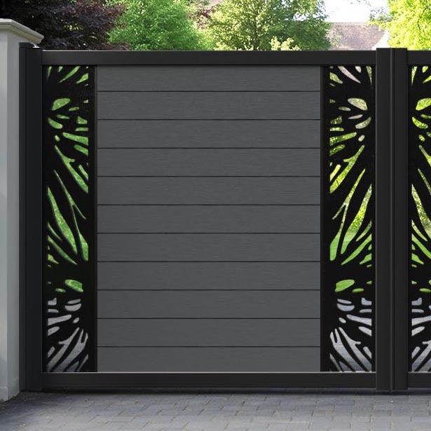 Fusion Poppy Straight Top Driveway Gate - Dark Grey - Middle & End Screen