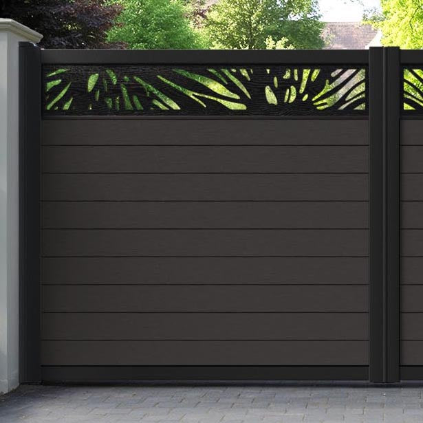 Fusion Poppy Straight Top Driveway Gate - Dark Oak - Top Screen