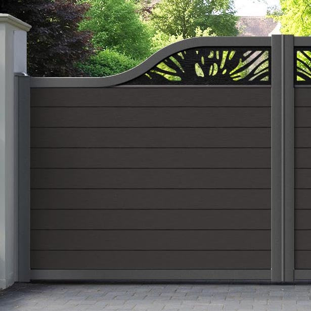 Fusion Poppy Curved Top Driveway Gate - Dark Oak - Top Screen