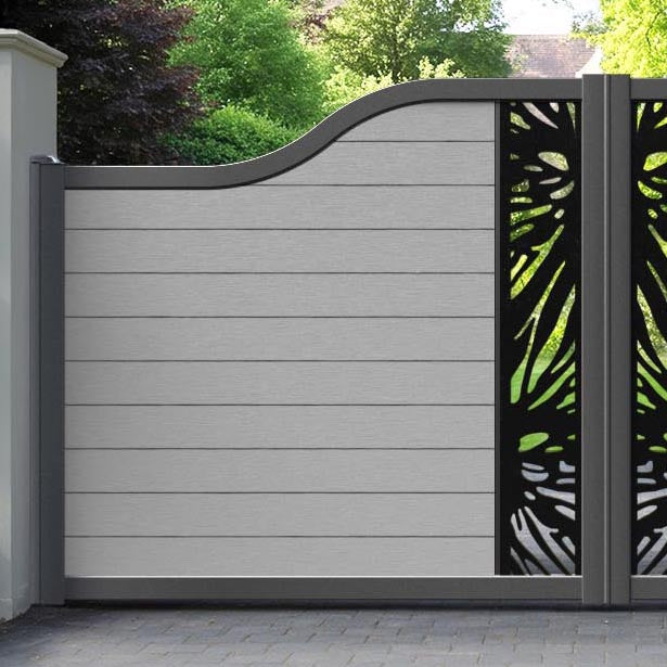 Fusion Poppy Curved Top Driveway Gate - Light Grey - Middle Screen