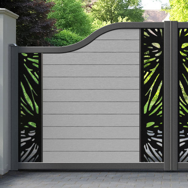Fusion Poppy Curved Top Driveway Gate - Light Grey - Middle & End Screen