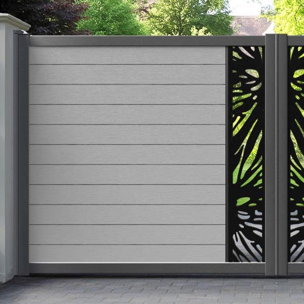 Fusion Poppy Straight Top Driveway Gate - Light Grey - Middle Screen