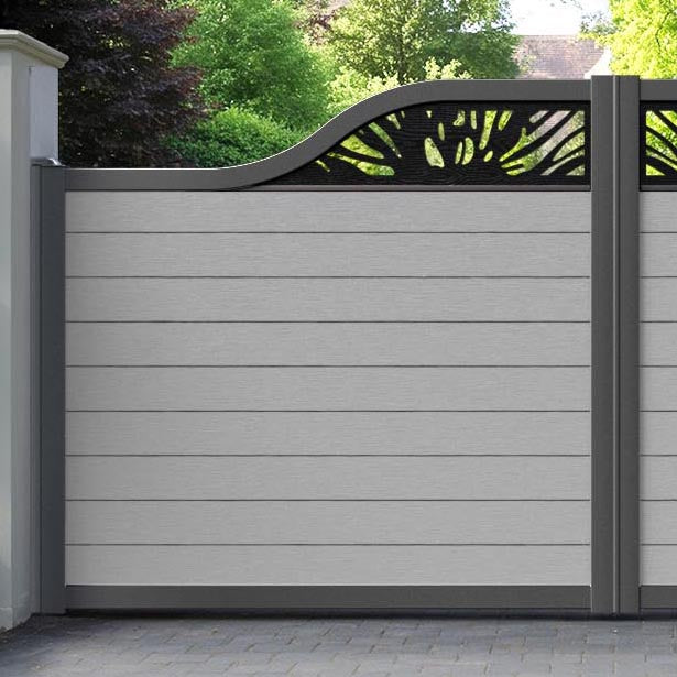 Fusion Poppy Curved Top Driveway Gate - Light Grey - Top Screen