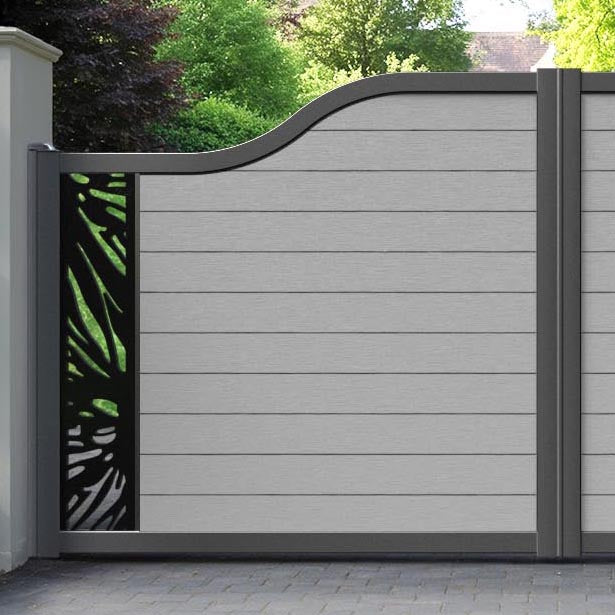 Fusion Poppy Curved Top Driveway Gate - Light Grey - End Screen