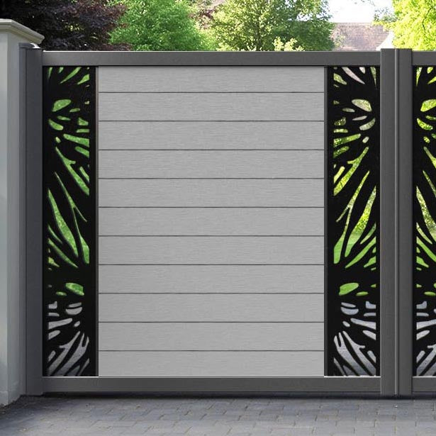 Fusion Poppy Straight Top Driveway Gate - Light Grey - Middle & End Screen