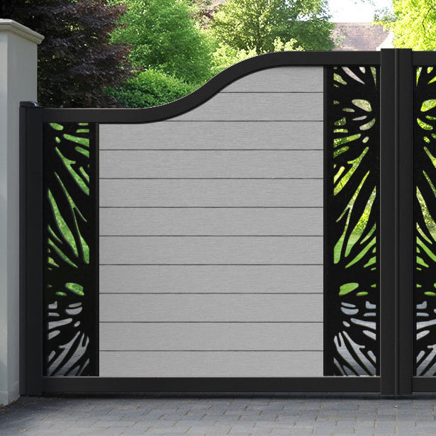 Fusion Poppy Curved Top Driveway Gate - Light Grey - Middle & End Screen