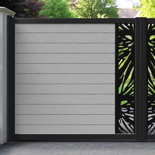Fusion Poppy Straight Top Driveway Gate - Light Grey - Middle Screen