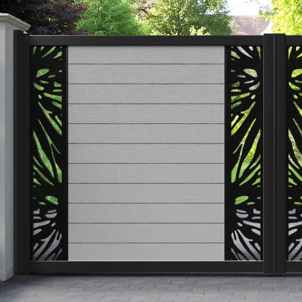 Fusion Poppy Straight Top Driveway Gate - Light Grey - Middle & End Screen
