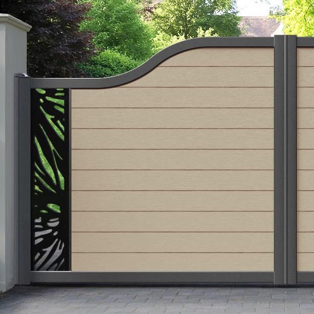 Fusion Poppy Curved Top Driveway Gate - Light Oak - End Screen