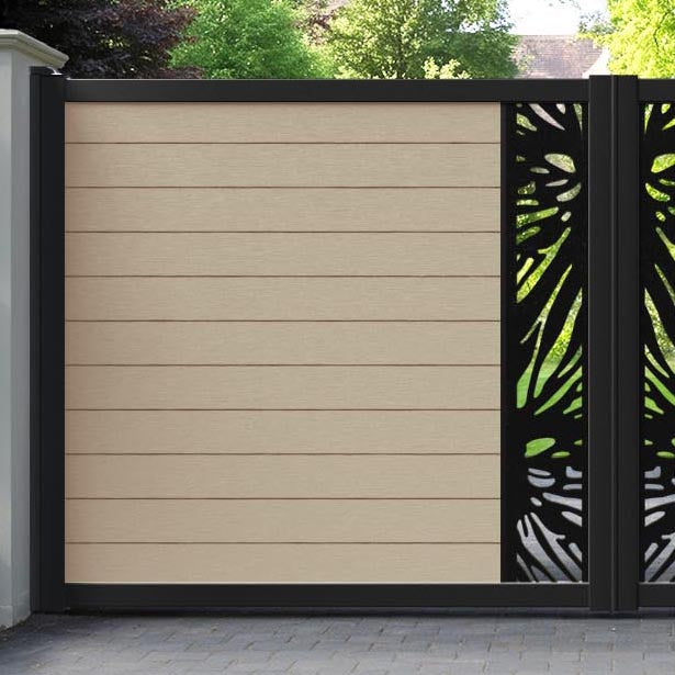 Fusion Poppy Straight Top Driveway Gate - Light Oak - Middle Screen