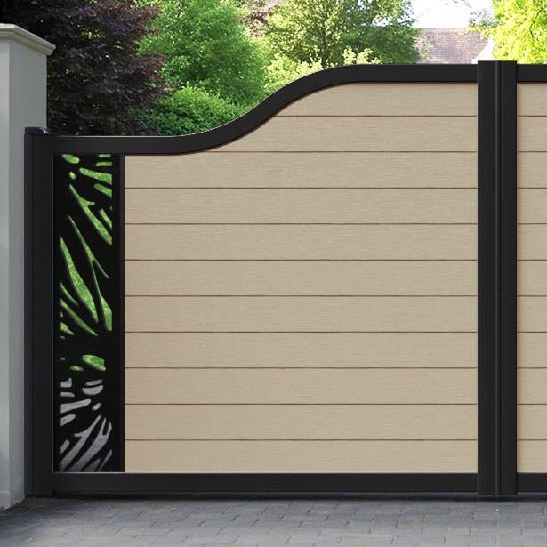 Fusion Poppy Curved Top Driveway Gate - Light Oak - End Screen