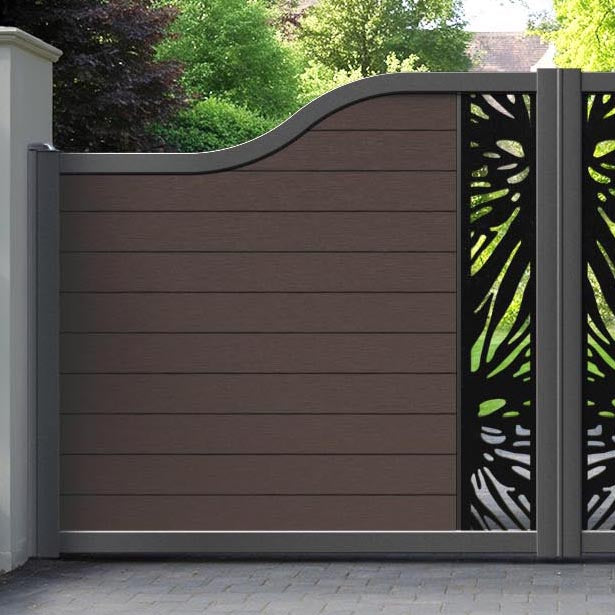 Fusion Poppy Curved Top Driveway Gate - Mid Brown - Middle Screen