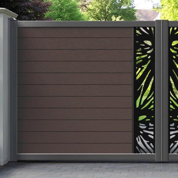 Fusion Poppy Straight Top Driveway Gate - Mid Brown - Middle Screen