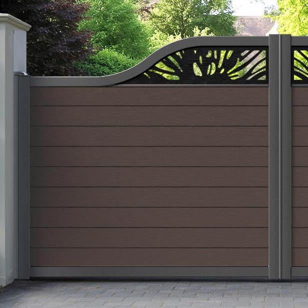Fusion Poppy Curved Top Driveway Gate - Mid Brown - Top Screen