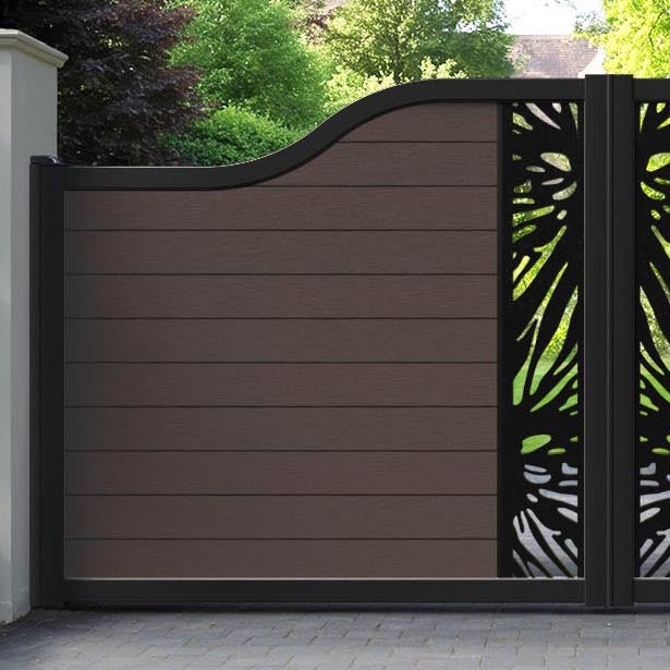 Fusion Poppy Curved Top Driveway Gate - Mid Brown - Middle Screen