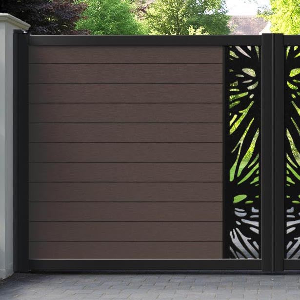 Fusion Poppy Straight Top Driveway Gate - Mid Brown - Middle Screen