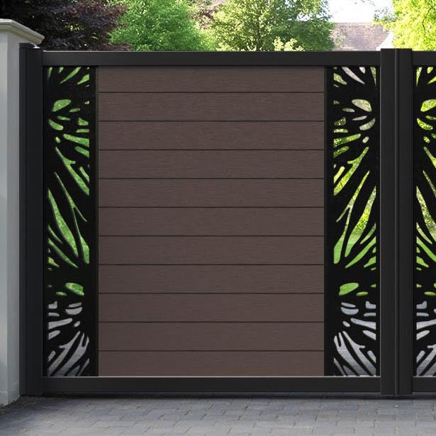 Fusion Poppy Straight Top Driveway Gate - Mid Brown - Middle & End Screen