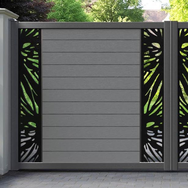 Fusion Poppy Straight Top Driveway Gate - Mid Grey - Middle & End Screen