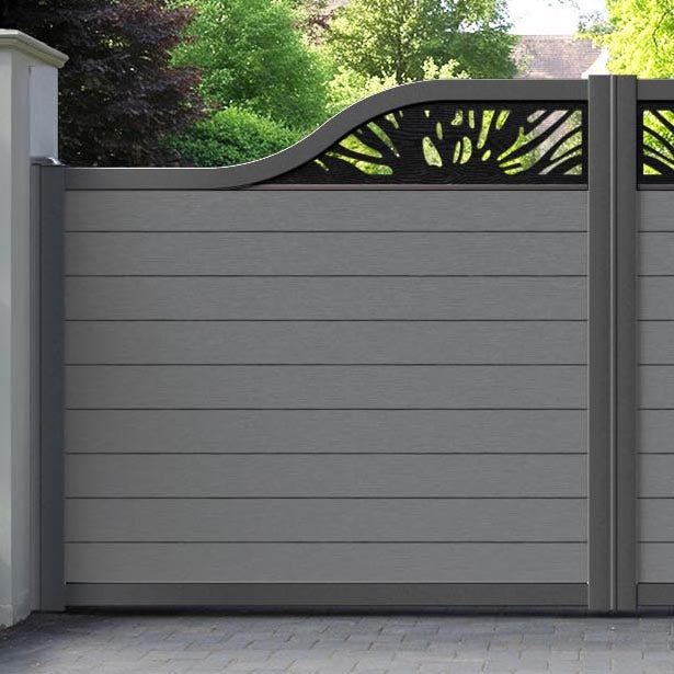 Fusion Poppy Curved Top Driveway Gate - Mid Grey - Top Screen