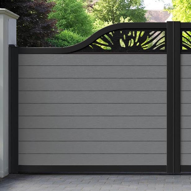 Fusion Poppy Curved Top Driveway Gate - Mid Grey - Top Screen